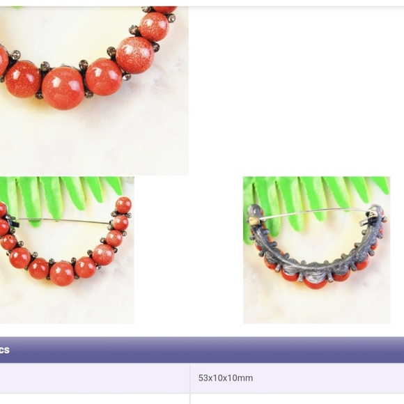 New Sandstone Sun Sitara Crescent Moon Silver Pin Brooch. - Picture 3 of 3